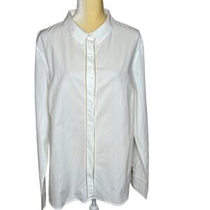 Long Tall Sally White Button Down Tunic Shirt NEW NWT Crystal Size 16